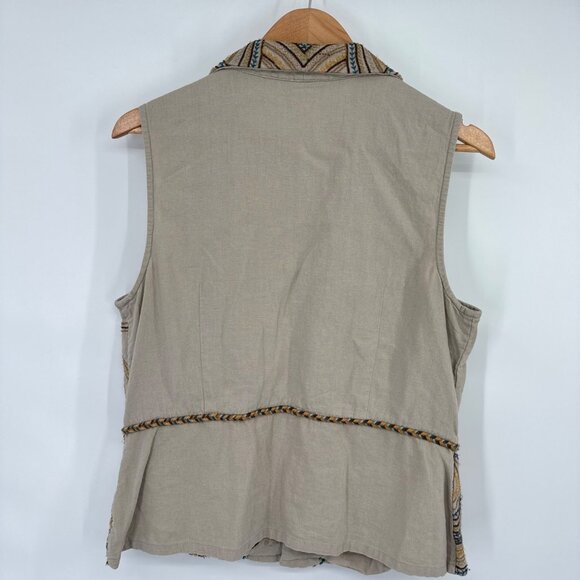 Coldwater Creek Embroidered Linen & Rayon Vest boho  Womens Size 14 - Picture 10 of 12